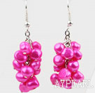 Cluster Style 6-7mm Hot Pink Freshwater Pearl Earrings