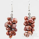 Cluster Style 6-7mm Dyed Brown Freshwater Pearl Earrings