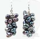 Cluster Style 5*6mm Black Freshwater Pearl Earrings