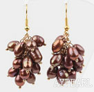 Cluster de style 5-6mm teintes en marron Boucles d'oreilles perles d'eau douce