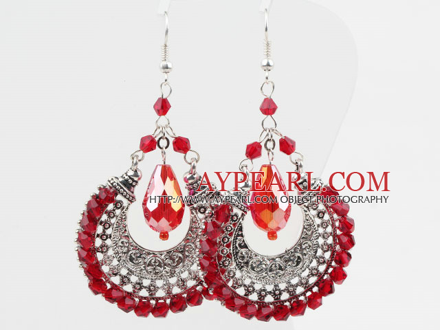 Wunderschöne Style Big Drop Shape Red Kristall Ohrringe