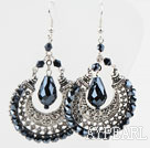 Gorgeous Style Big Drop Shape Tungsten Steel Color Crystal Earrings