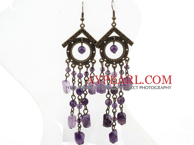 Vintage Style Assorted Amethyst Long Earrings