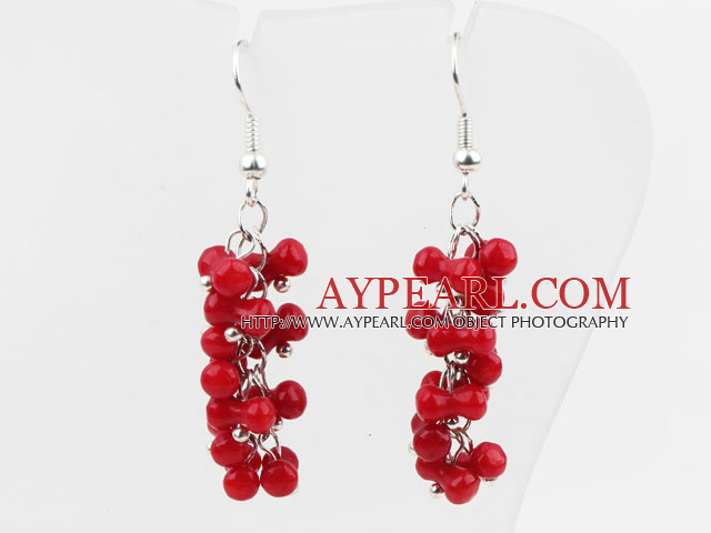 Lovely Style cucurbit Shape Red Coral Long korvakorut