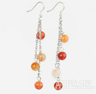 8mm round dangling style natural agate earings