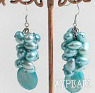 teints perle bleue Shell Boucles d'oreilles