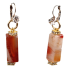 Wholesale Simple Fashion Cuboid Shape Natural Crystallized Agate Dangle Earrings With Rhinestone Hook