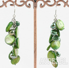 teints perle verte Shell Boucles d'oreilles