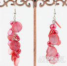 dyed red and shell earrings