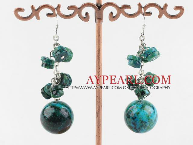 Elegant Cluster Disc And Round Phoenix Stone Loop Dangle Earrings With Fish Hook