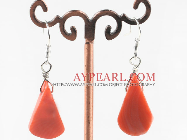 Lovely Simple Orange Color Coral Dangle Earrings With Fish Hook