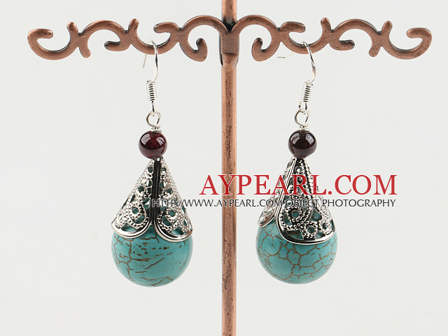 Boucles d'oreilles turquoise et le grenat