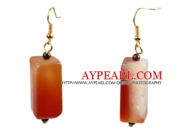 Simple Fashion Cuboid Shape Crystallized Agate Dangle Earrings