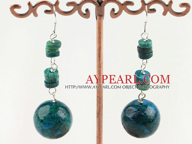 Lovely Disc And Round Shape Phoenix Stone Dangle Earrings With Fish Hook