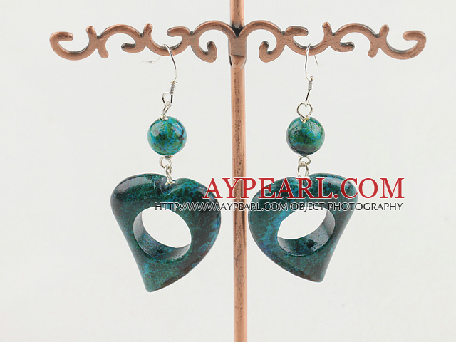 Nice Round And Hollow Out Heart Shape Phoenix Stone Dangle Earrings With Fish Hook