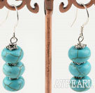 10mm burst pattern turquoise dangle earrings