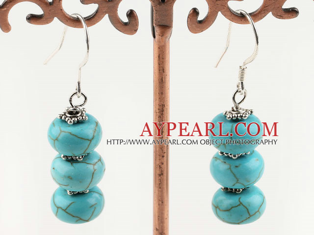 10mm burst pattern turquoise dangle earrings