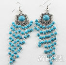 Lustre forme 4mm bleu turquoise Pendants d'oreilles