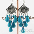 Lustre forme bleue turquoise, boucles d'oreilles chandelier