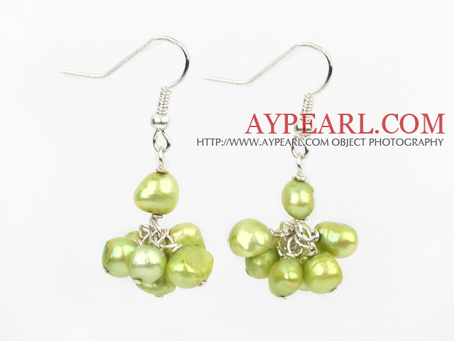 Simple Design Dark Green Freshwater Pearl Earrings