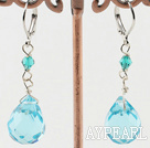 Nice Blue Series Teardrop Crystal Loop Charm Earrings With Lever Back Hook