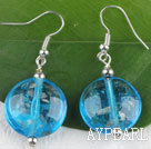 lovely round shape blue colored glaze earrings