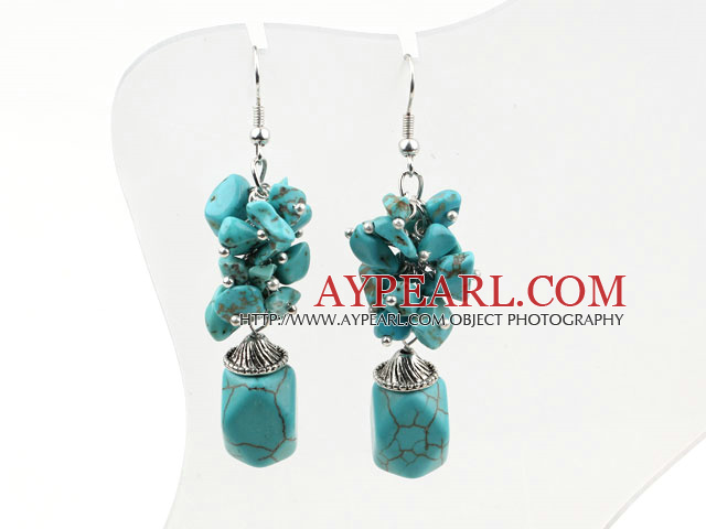 Fashion Dangle Style Assorted Blue Turquoise Cluster Earrings With Fish Hook