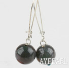 Lovely Short Style 14Mm Round Indian Agate Drop Earrings With Hook Earwires