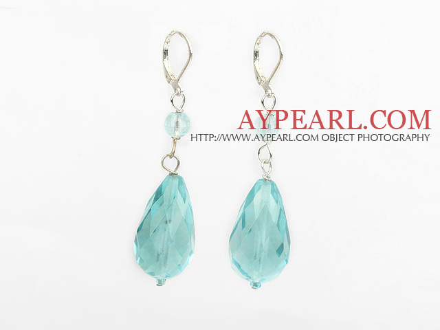 New Design Drop Shape Light Blue Crystal Earrings