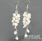 cluster style white pearl and shell earrings