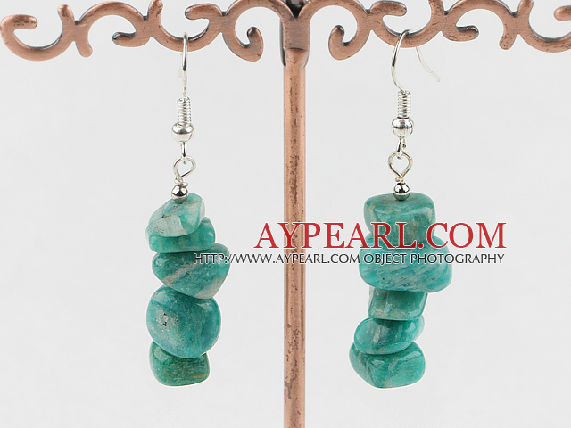 Fashion 12Mm Layer Green Semiprecious Stone Dangle Earrings With Fish Hook