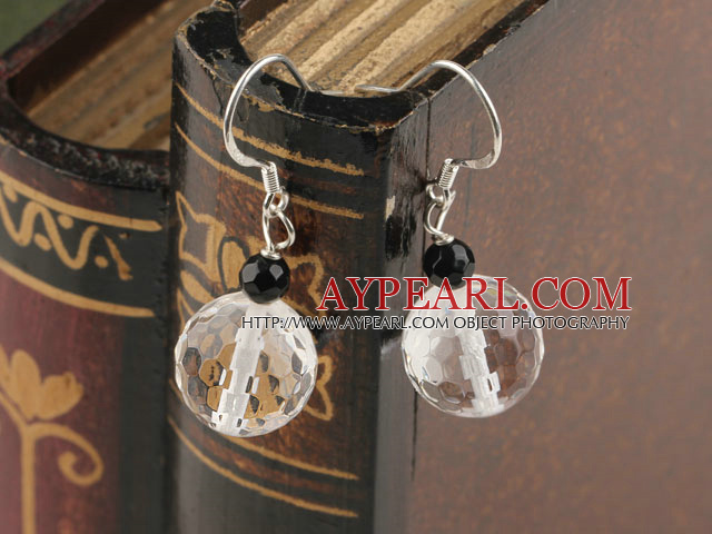 Lovely Black And Shinning Clear Crystal Ball Drop Earrings With Fish Hook