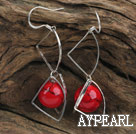 trendy 14mm round blood stone earrings