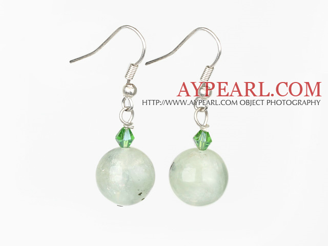 crystal and green rutilated quartz earrings