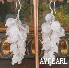 Elegant Round Rose Quartz Cluster Style Dangle Earrings With Fish Hook