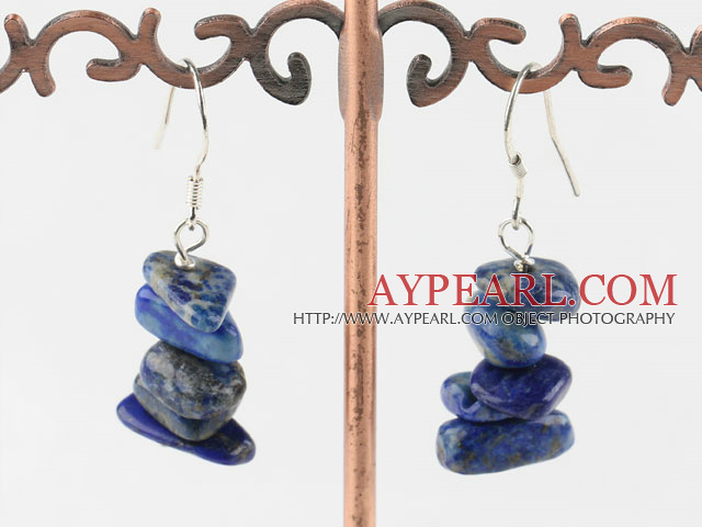 Fashion Accumulated Lapis Stone Dangle Earrings With Wish Hook