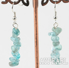 Lovely Layer Green Tourmaline Chipped Dangle Earrings With Fish Hook