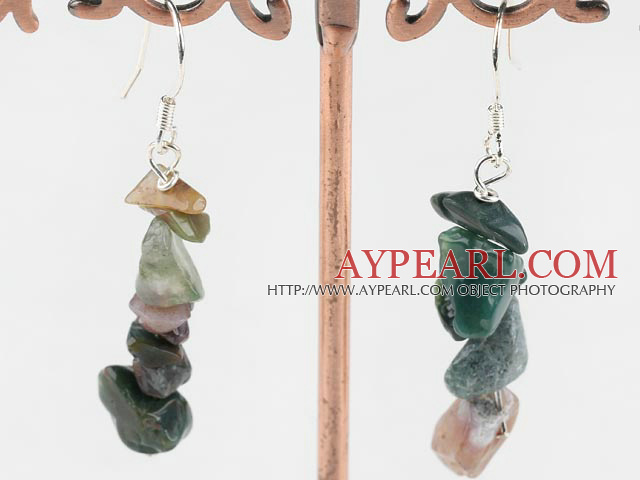 Popular Colorful Indian Agate Chipped Stone Dangle Earrings With Fish Hook