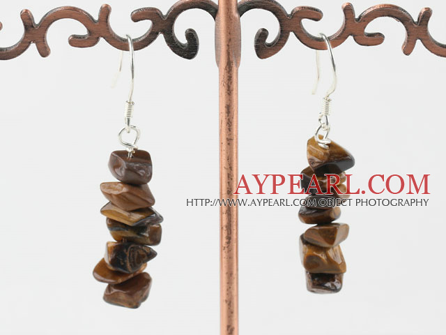 Nice Mixed Shape Tiger Eye Dangle Earrings With Fish Hook