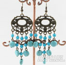 boucles d'oreilles chandelier forme turquoises