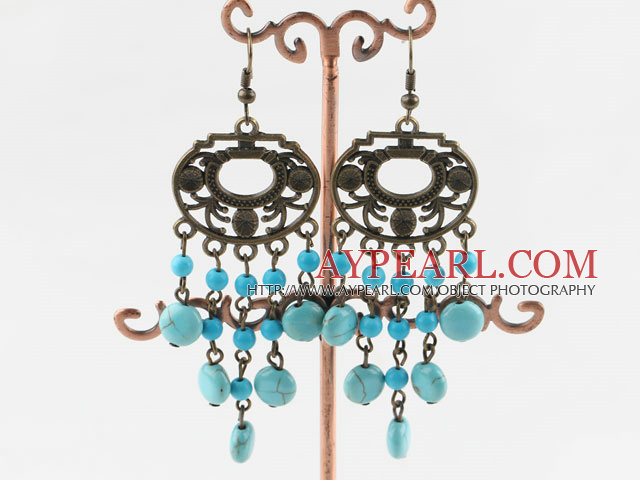 boucles d'oreilles chandelier forme turquoises