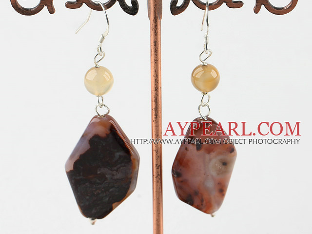 Fashion Agate Dangle Charm Earrings With Fish Hook