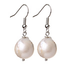 Fashion Simple Design White Nuclear Pearl Earrings With Fish Hook