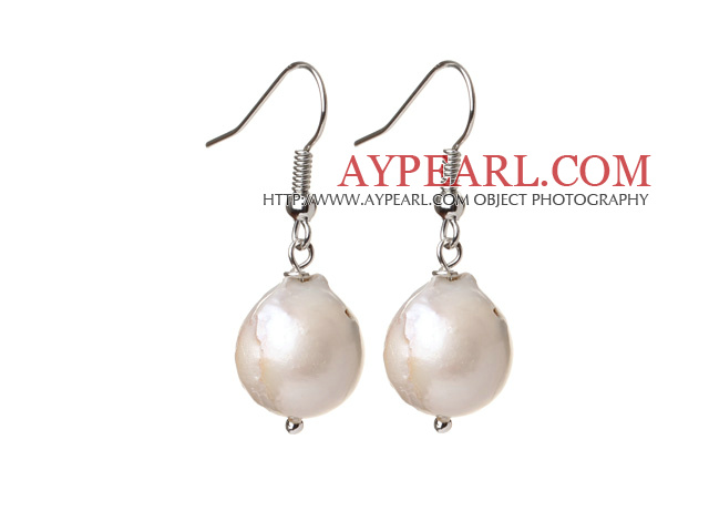 Fashion Simple Design White Nuclear Pearl Earrings With Fish Hook