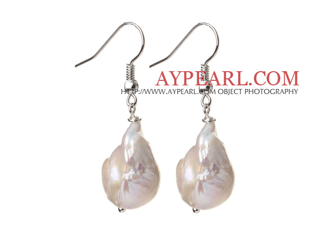 Fashion Simple Design Natural White Nuclear Pearl Earrings With Fish Hook