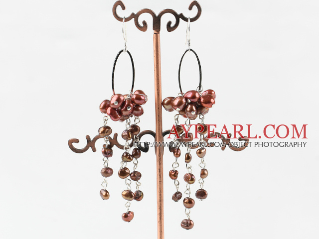 Favorite Dyed Golden Brown Freshwater Pearl Look Link Dangle Earrings