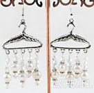 hanger style white pearl and crystal earrings