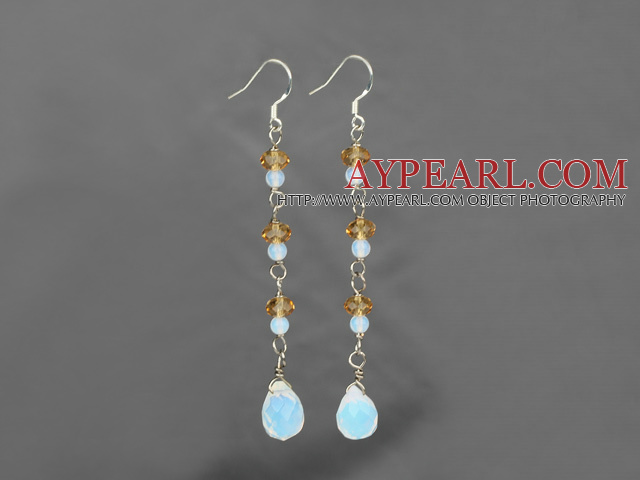 long style opan and yellow crystal earrings