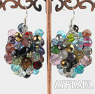 boucles d'oreilles de style grappes de cristal coloré