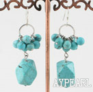 Fashion Round And Irregular Cluster Looped Turquoise Dangle Earrings